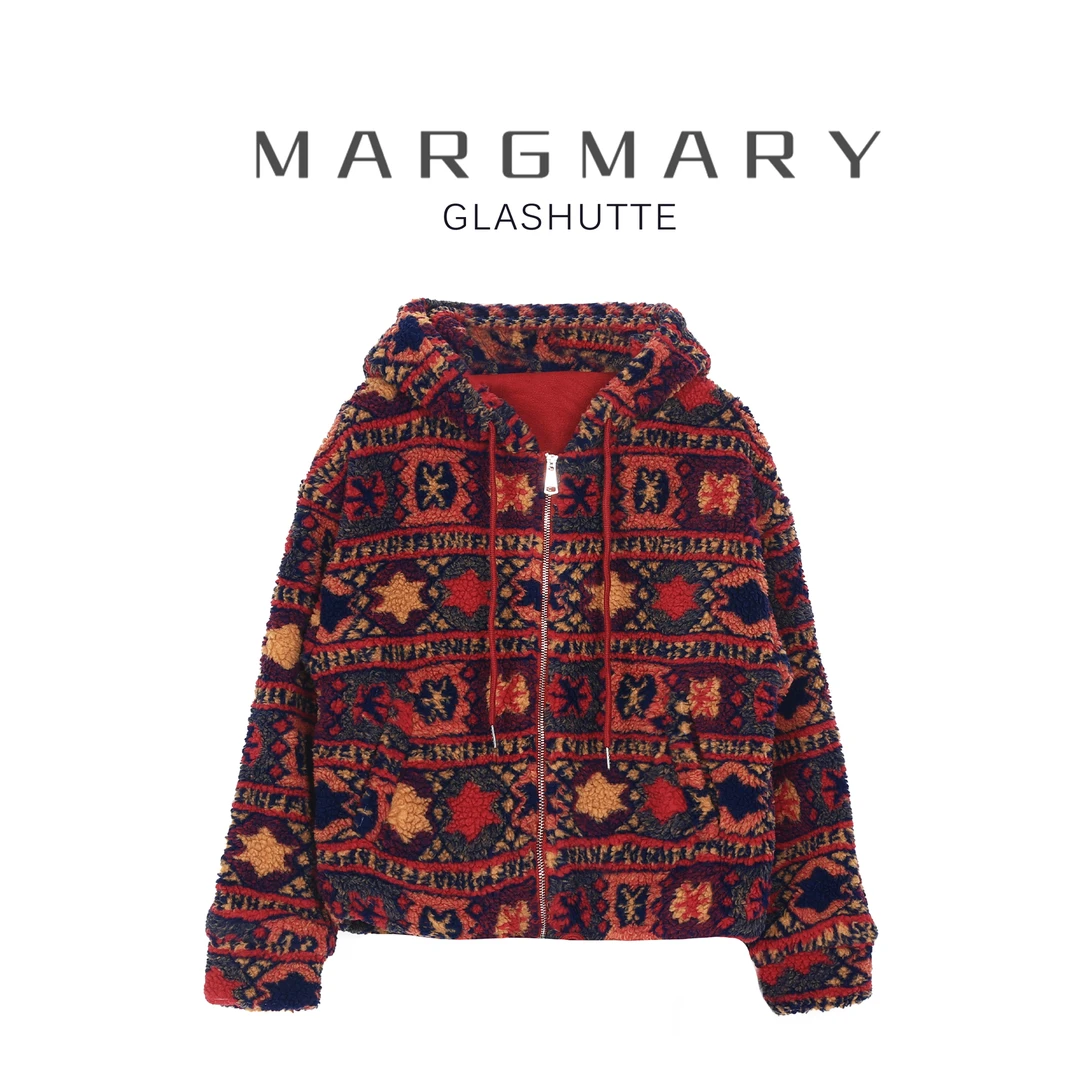 2024冬季设计师新款满印休闲时尚百搭潮流舒适连帽外套