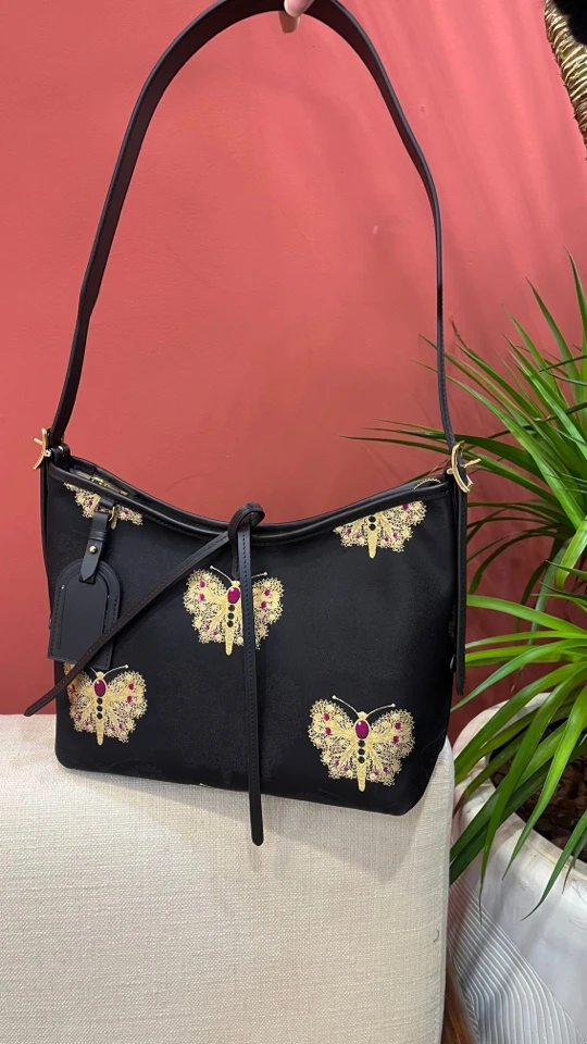 大满家上久楷宋锦黑金蝴蝶carryall单肩斜挎包 桑蚕丝