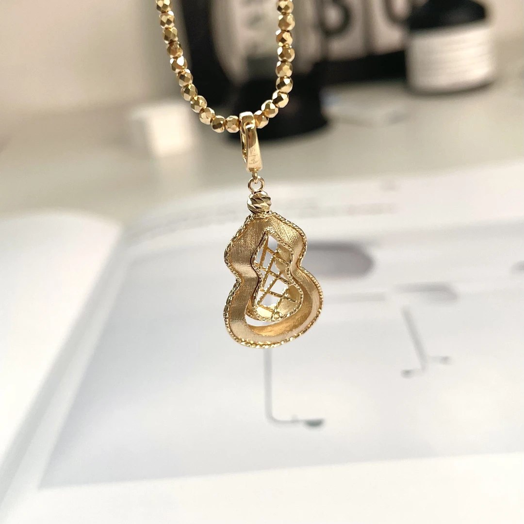 【美控MK】18K金拉丝双层葫芦吊坠/轻奢珠宝百搭简约/不含项链