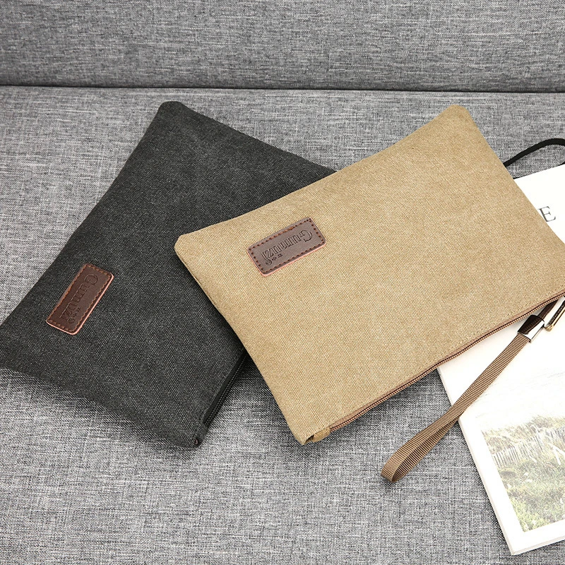 男潮牌帆布大容量手拿包韩版多功能钱包男包新款网红休闲男士手包