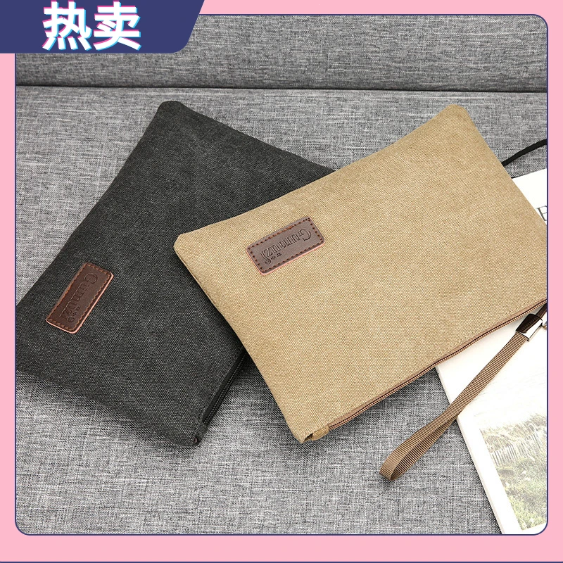 男士手包韩版帆布新款休闲男包网红手拿包多功能钱包大容量男潮牌