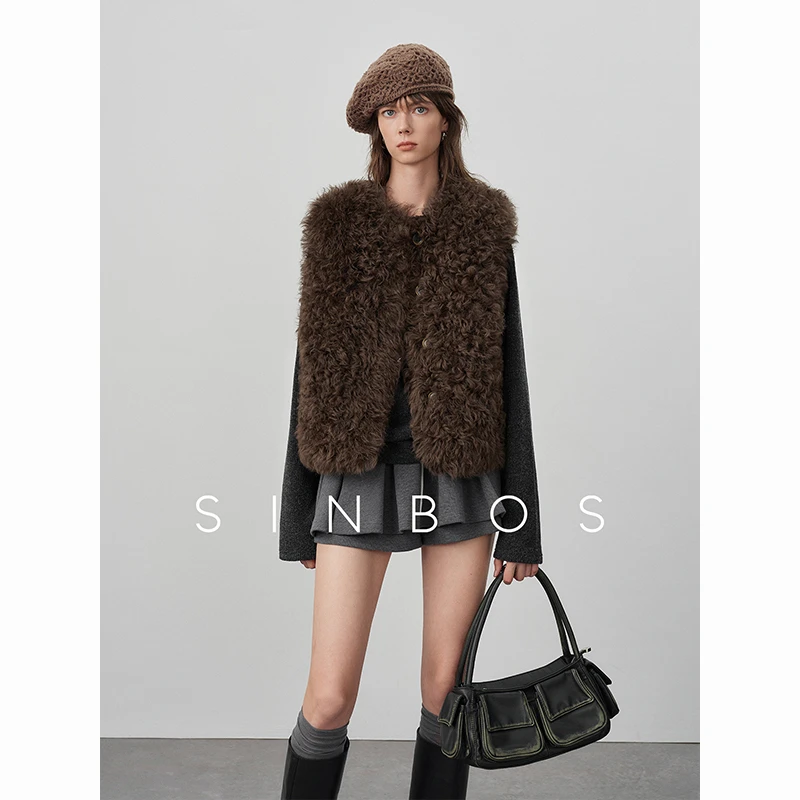 【玛丽娘娘】黛西小姐 提格拉多皮毛一体外套羊卷毛马甲SF4F30805