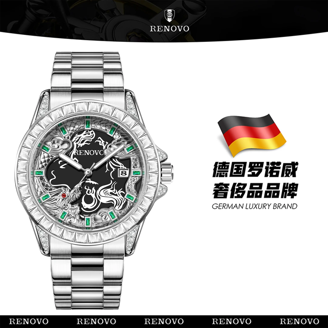 德国注册品牌RENOVO罗诺威机械防水男士腕表-R81062-SDDZX