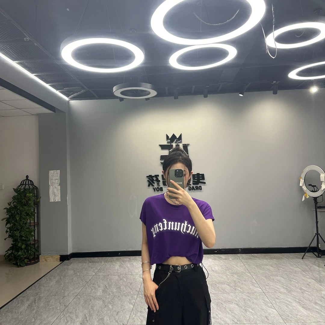 联盟9516无袖搭肩虚影字母半袖