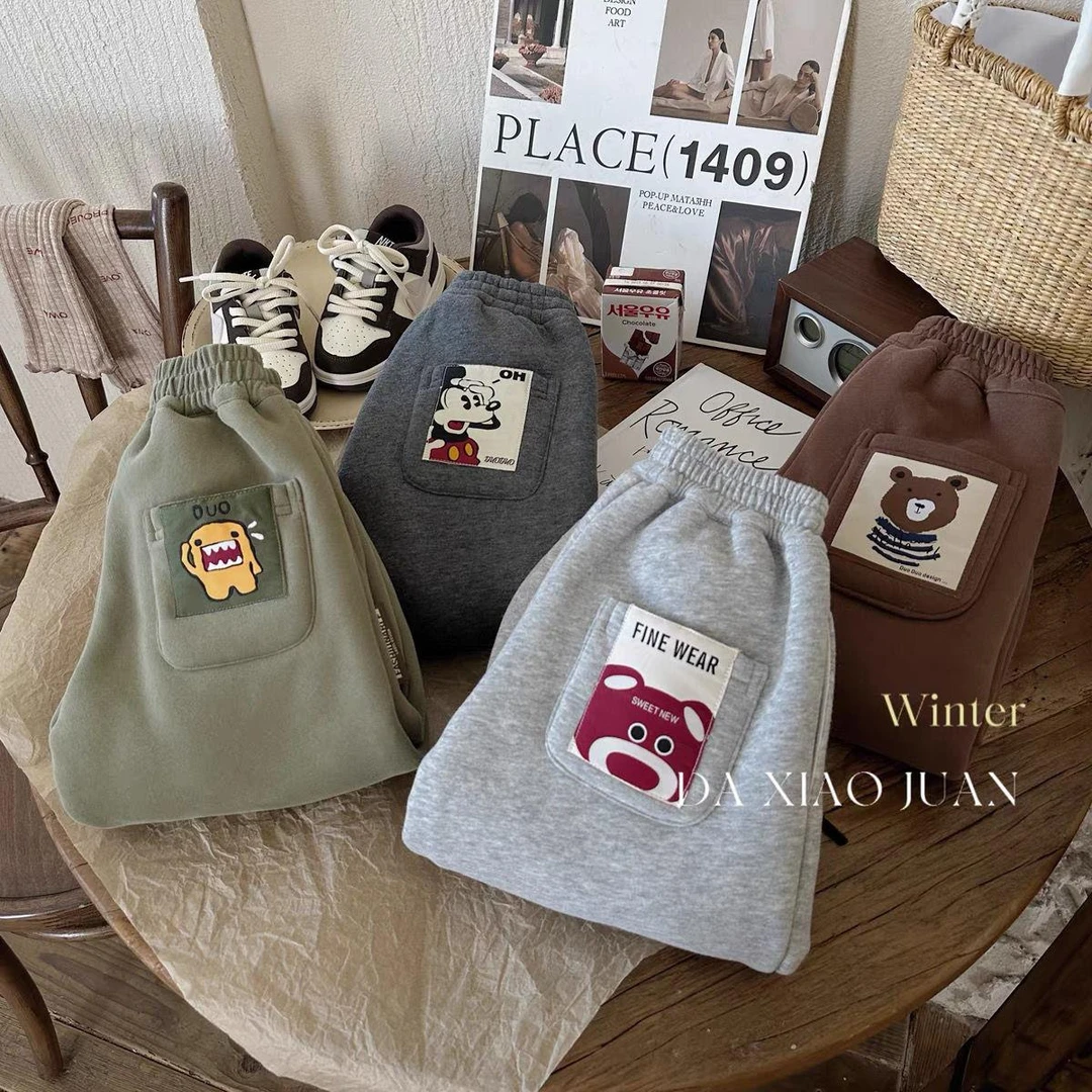 【亏本福利】儿童秋冬一体绒加绒加厚长裤2023新款男女卡通厚款百