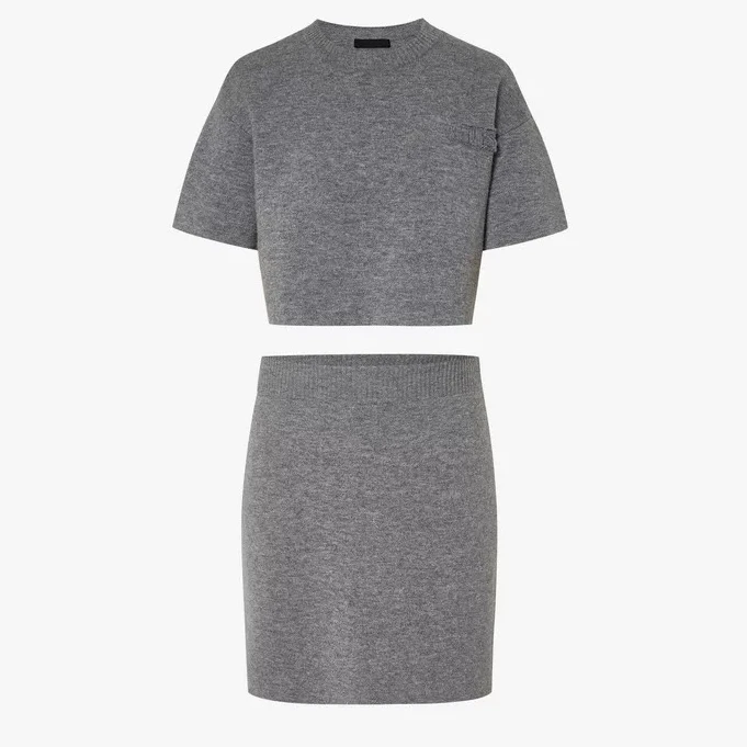 【X013叶落】套装短袖短裙运动时尚休闲女士夏季修身灰色包臀