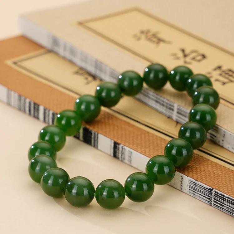 【藏玉珍阁】和田玉B10无黑点碧玉手串雅时尚高级百搭多样性发其一.