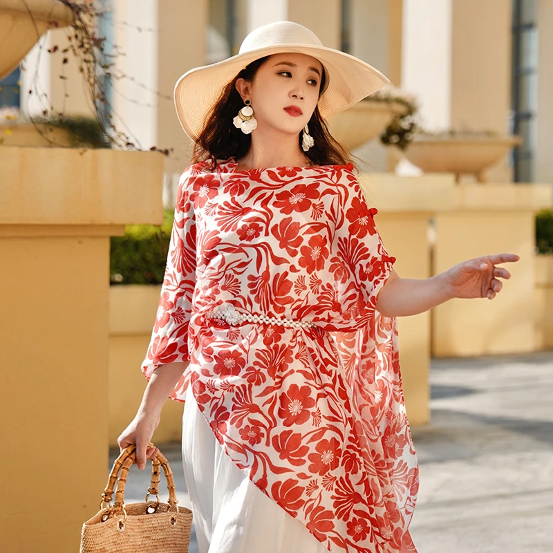 2024围巾女秋冬泰国旅游穿搭防晒披肩民族风茶卡盐湖丝巾棉麻头巾