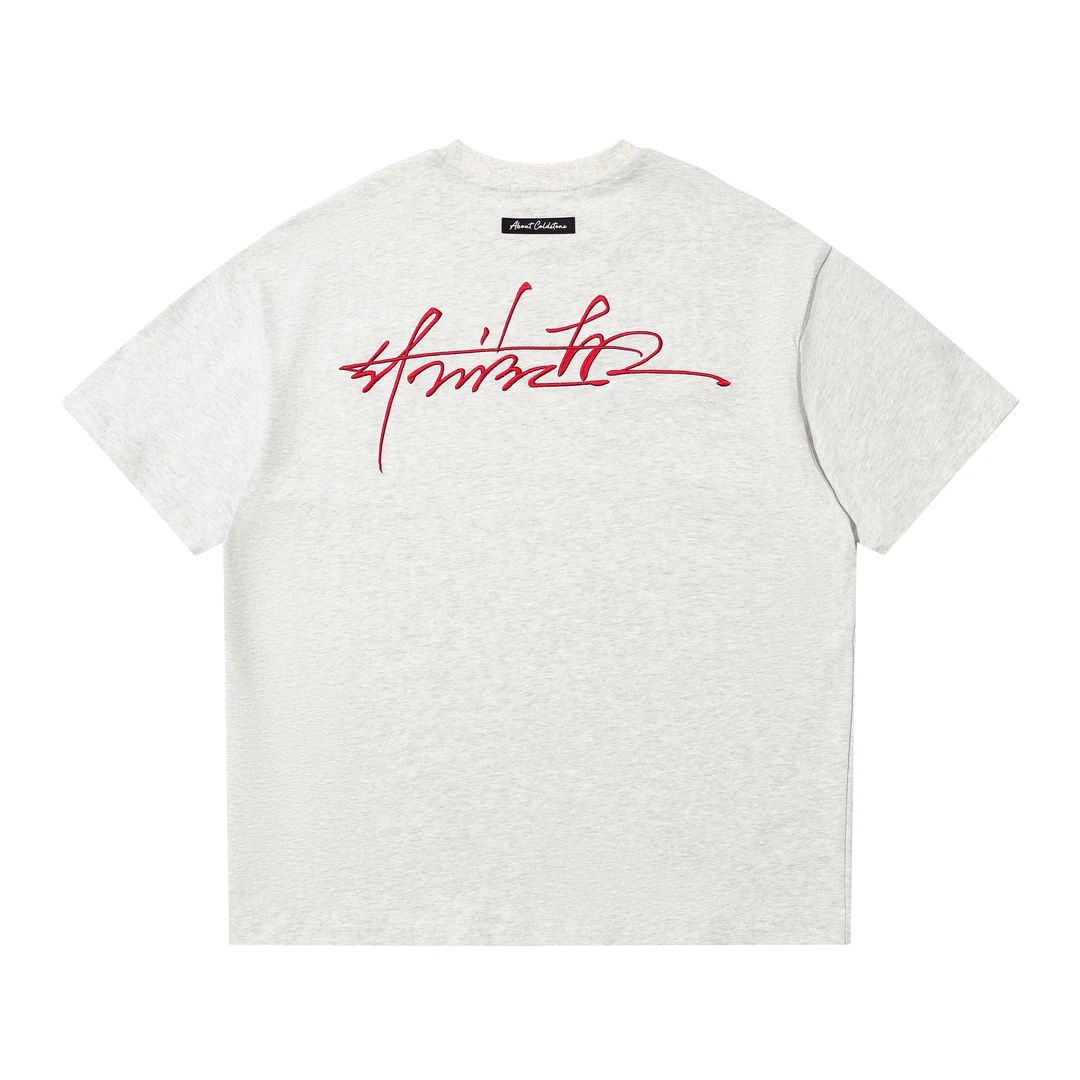 COLDSTONE 草写连体字刺绣短袖美式宽松情侣半袖宽松圆领T恤男女