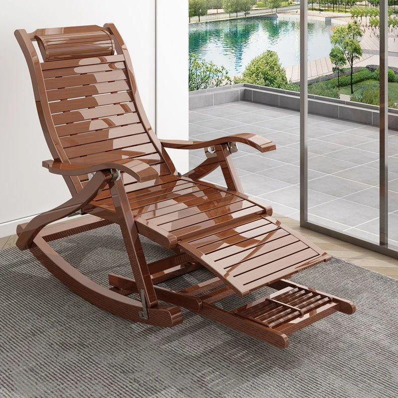折叠躺椅靠背摇摇椅凳子靠背成人家用竹藤椅逍遥椅睡椅实木懒人