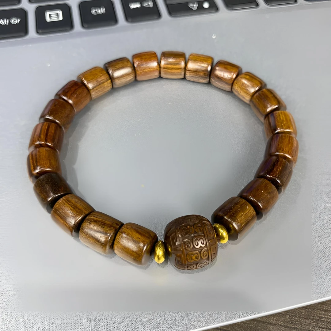 A36黑花梨桶珠卡0.8设计款单圈手串（木质类手串沾水不退）