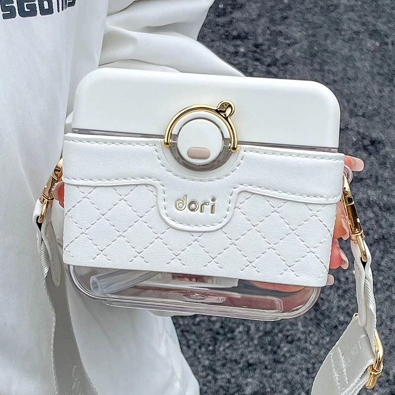 【香香姐专属】1553安妮儿 女士水杯高颜值斜挎带吸管方形杯子