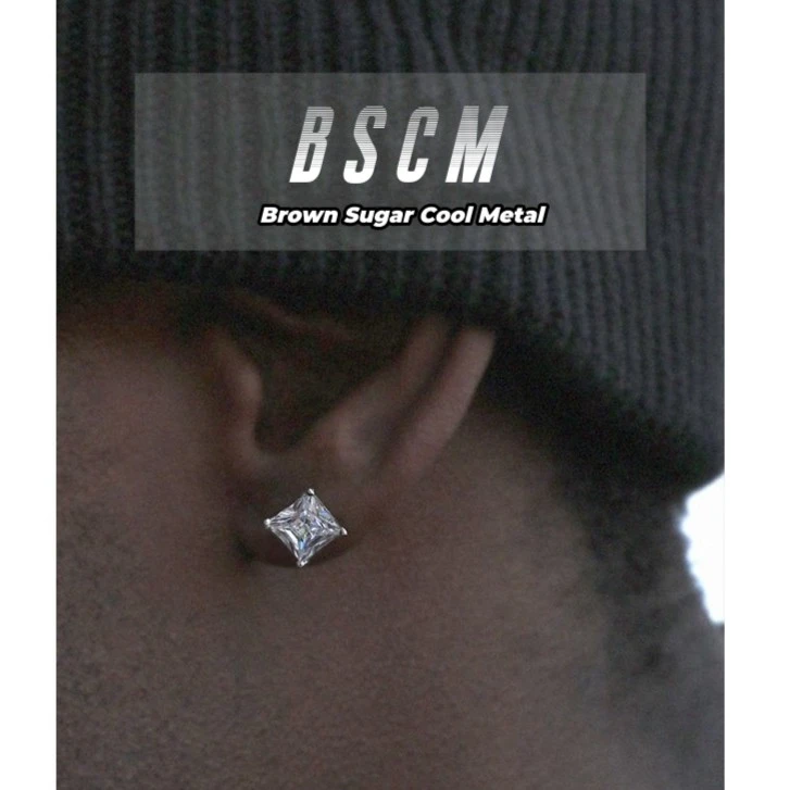 非金属合成锆石耳饰 BSCM方钻耳钉hiphop925银小众气质个性高级