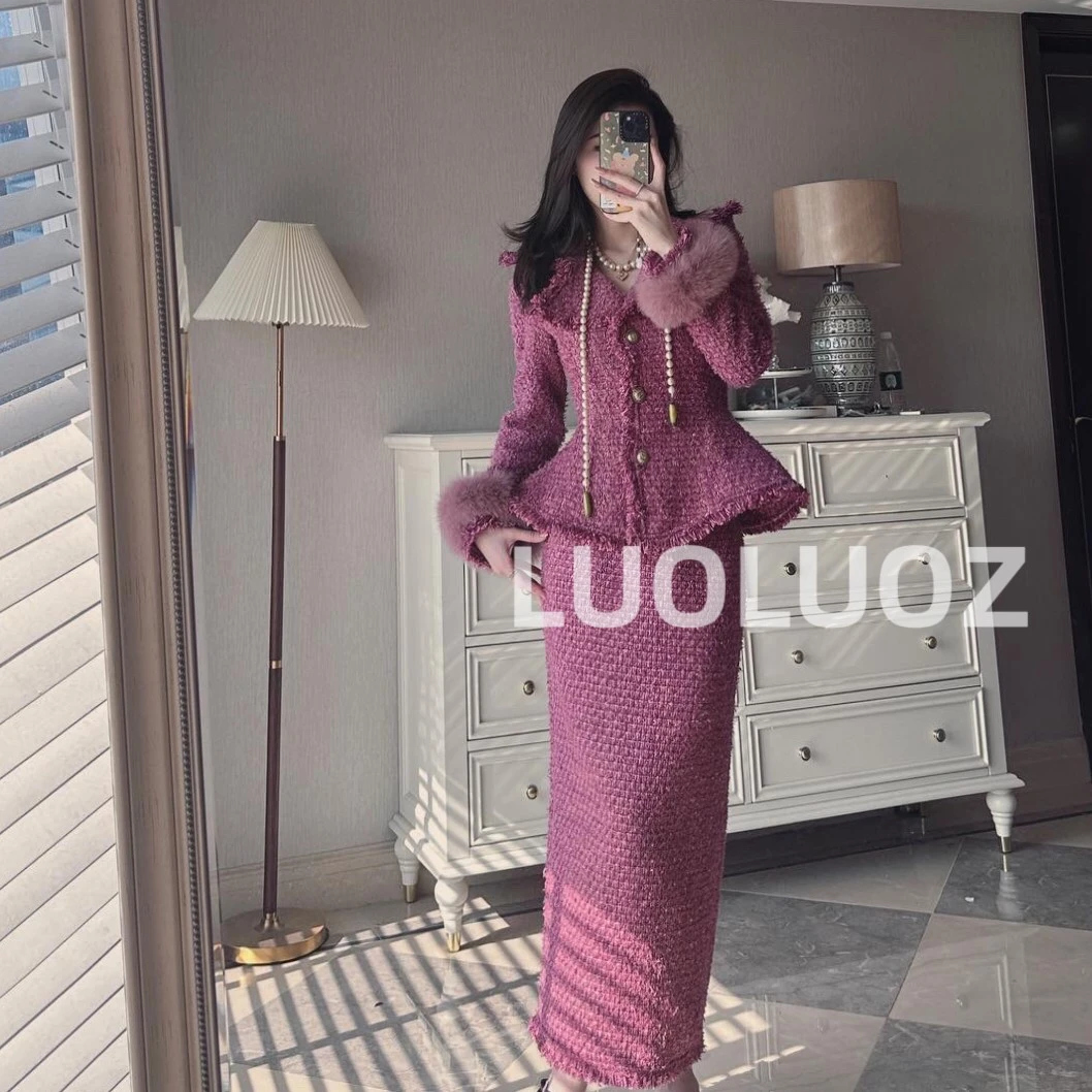 【现货】LUOLUOZ【庄园满雪】秋冬短外套＋半身长裙两件套M040