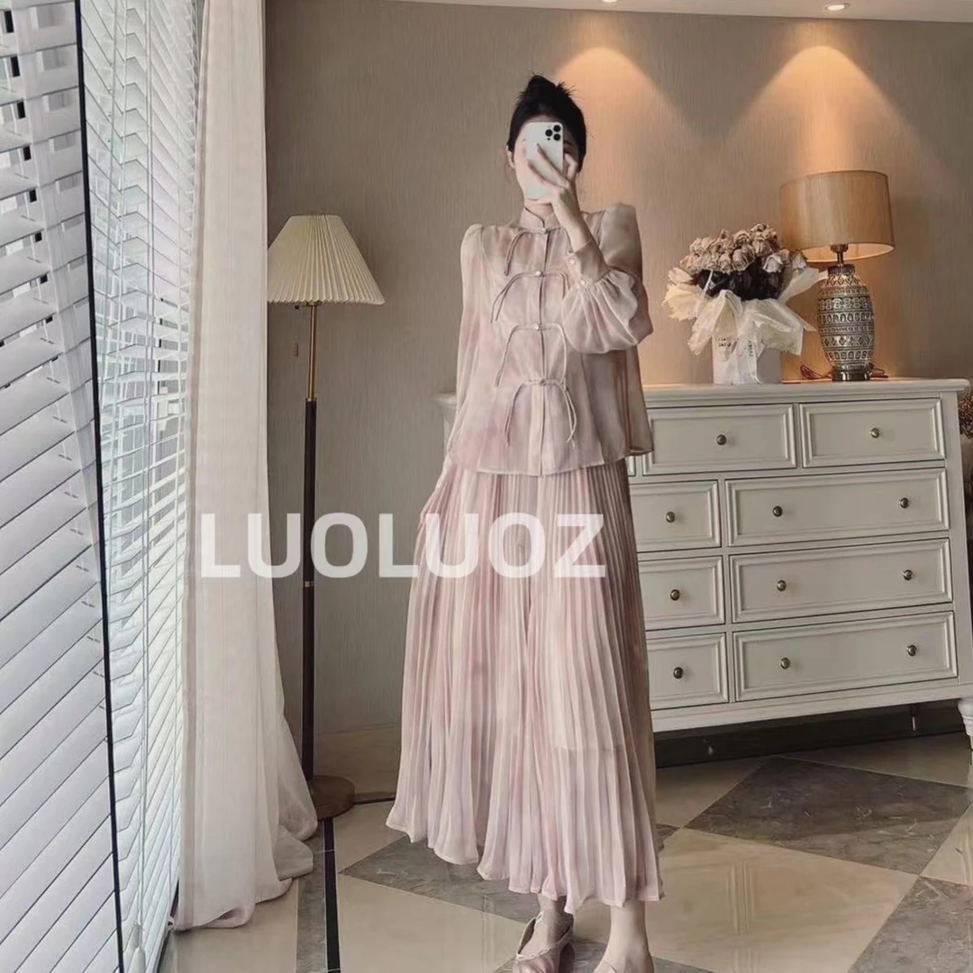 【现货】LUOLUOZ【迷人反派】新中式高级感上衣半身裙两件套H3478