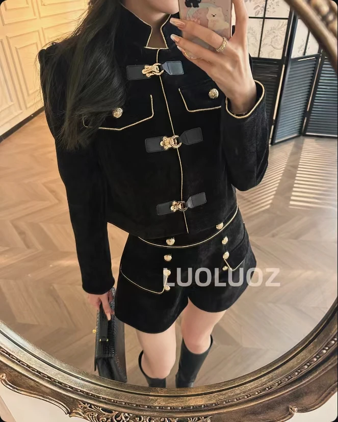 LUOLUOZ【寻花摇步】秋季高级感新中式元素上衣＋裤子两件套JF364