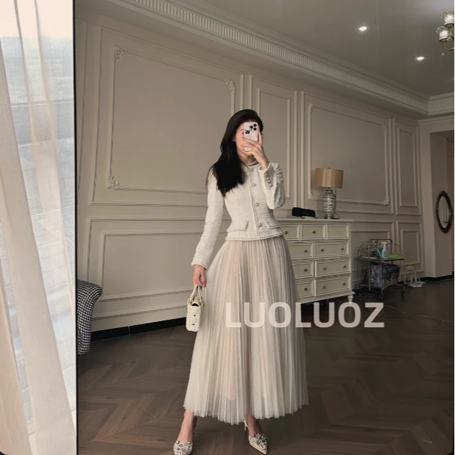 【现货】LUOLUOZ【秋风旧约】气质假两件拼接女神范长款连衣裙JF260