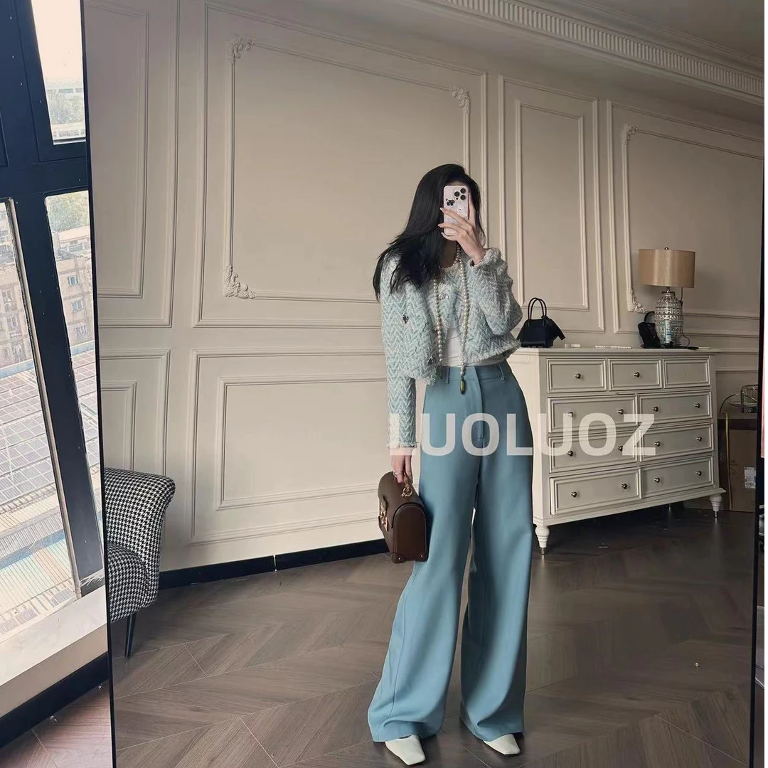 【现货】LUOLUOZ【秋景野菊】绵羊毛小香风短外套＋阔腿裤两件套JF280