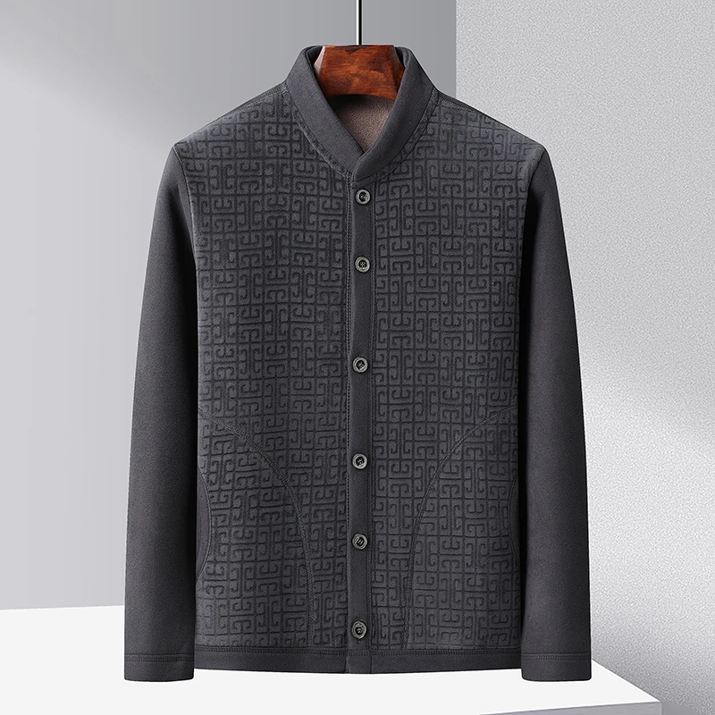 冬季中老年加绒加厚外套男爸爸装保暖开衫内胆小棉袄爷爷内搭棉衣