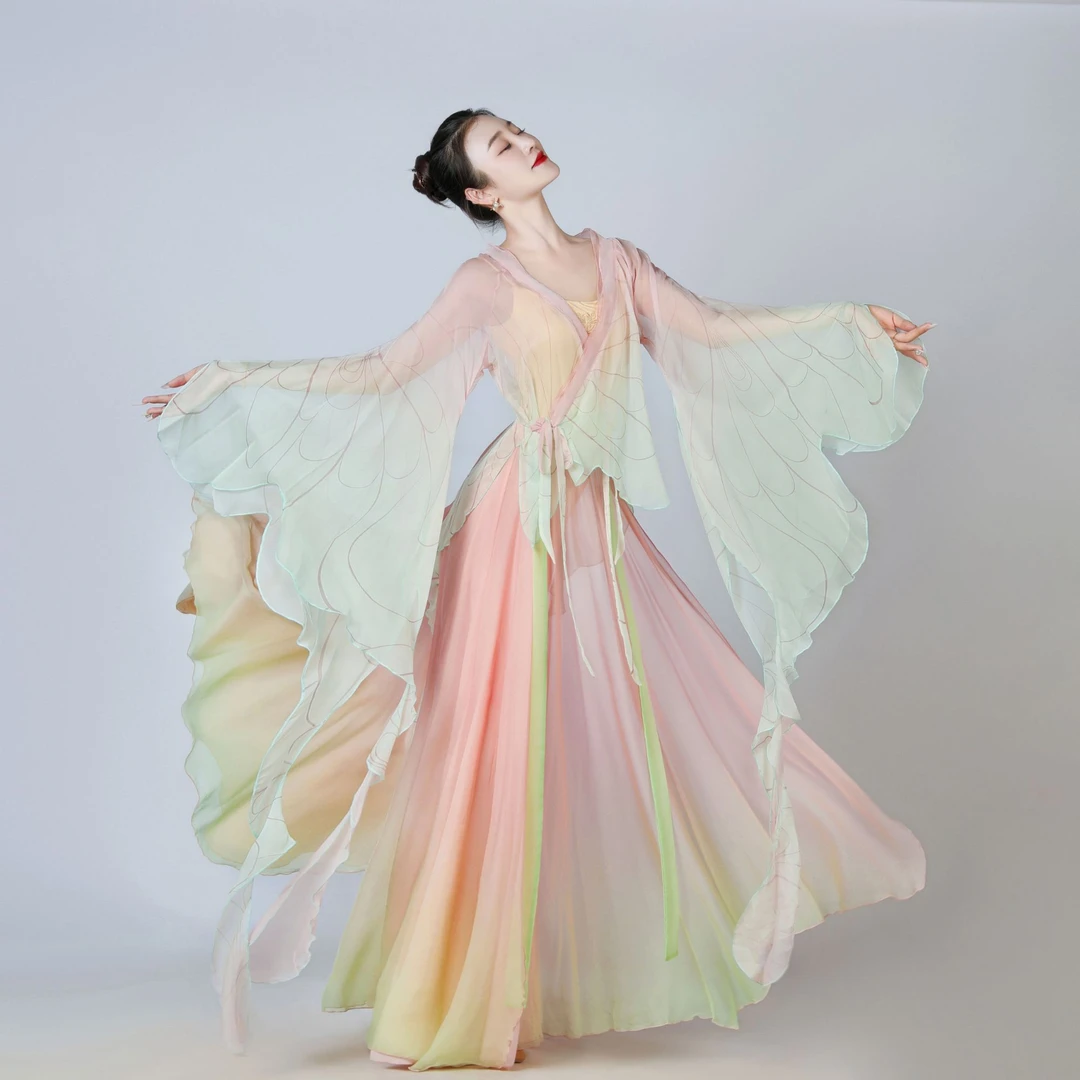 古典舞蹈服女蝴蝶纱衣渐变裙裤飘逸仙气中国风舞演出服练功服古风