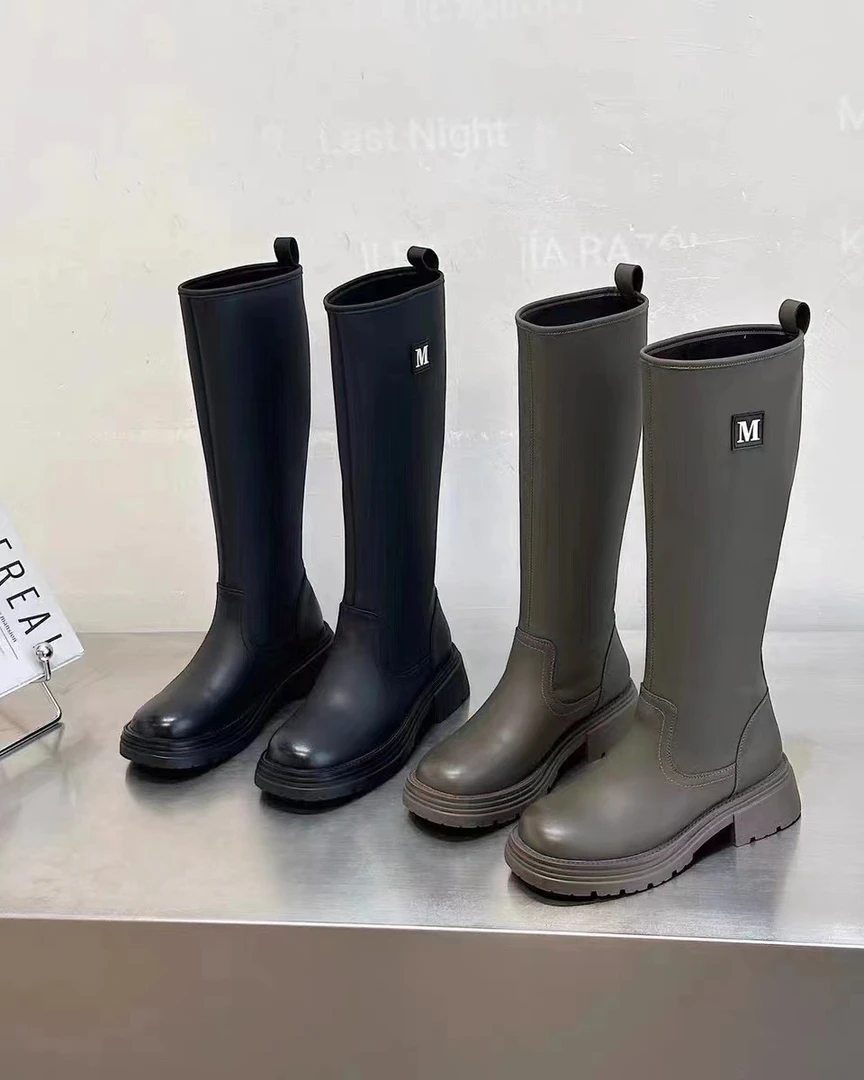 7550-1-L韩版长筒靴粗腿显瘦小个子秋冬新款骑士靴不过膝