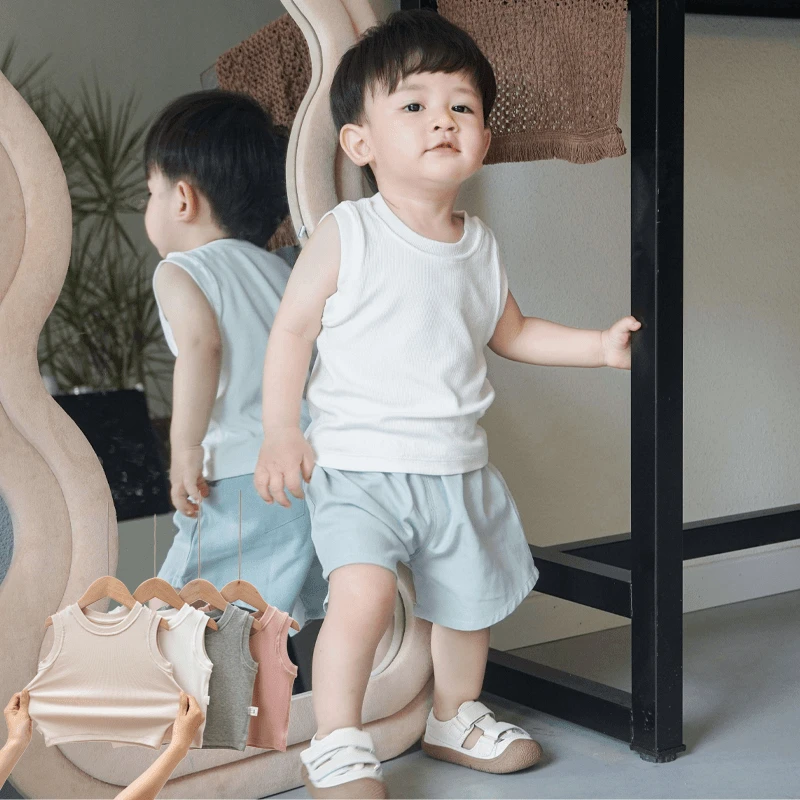 男女童吊带背心韩系T恤中大童无袖冰丝打底衫背心百搭上衣纯色ins