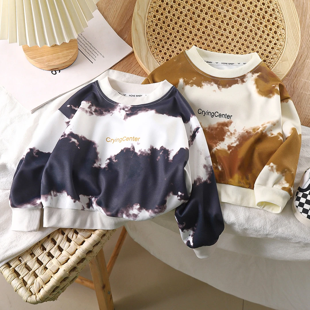 2024秋季新款儿童卫衣扎染工艺洋气休闲百搭炫彩风男女童长袖上衣
