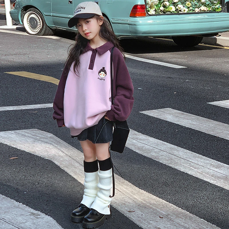 女童卫衣春秋款2024新款洋气儿童秋装网红时髦上衣女孩大童polo衫