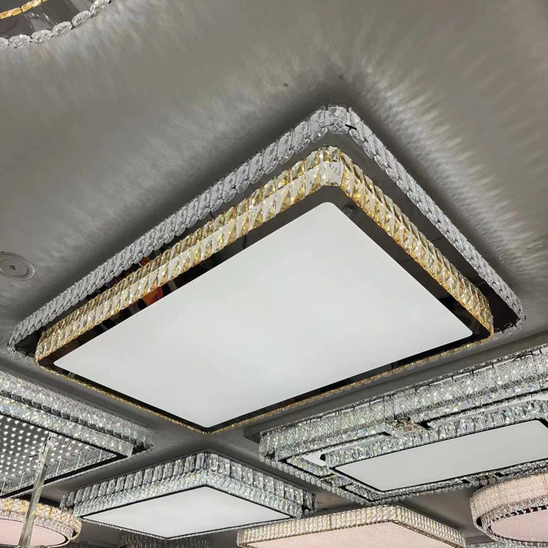 水晶灯客厅长方形灯具简约现代吸顶灯大气家用遥控智能卧室餐厅灯