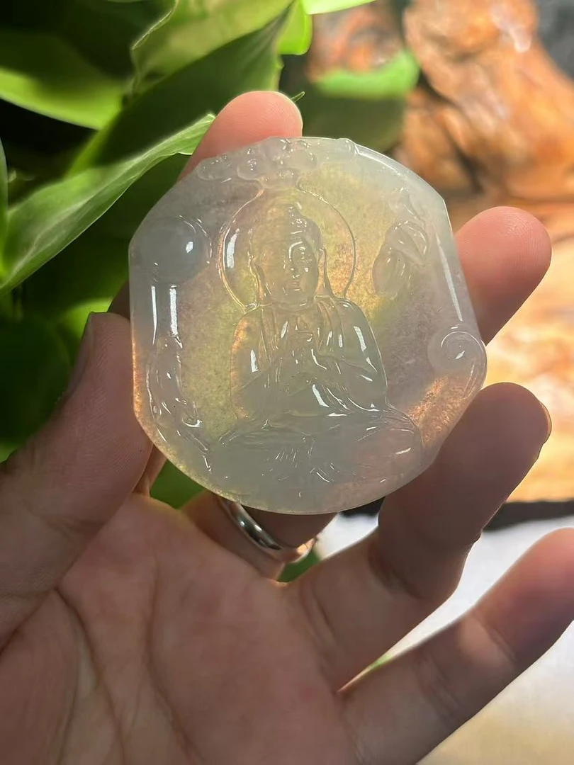 天然缅甸A货翡翠牌子挂件