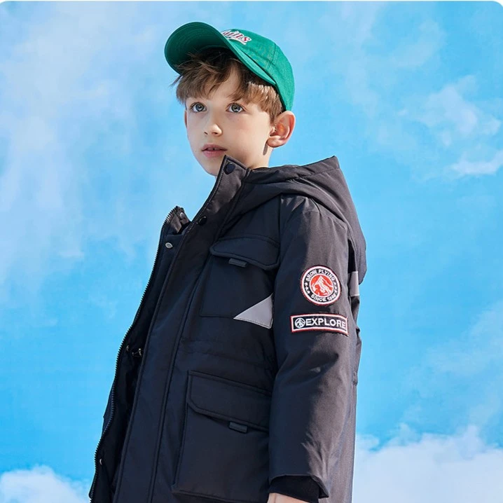 小雪家剪标洋气童装男羽绒服中长款新款工装（身高+5+10拍）