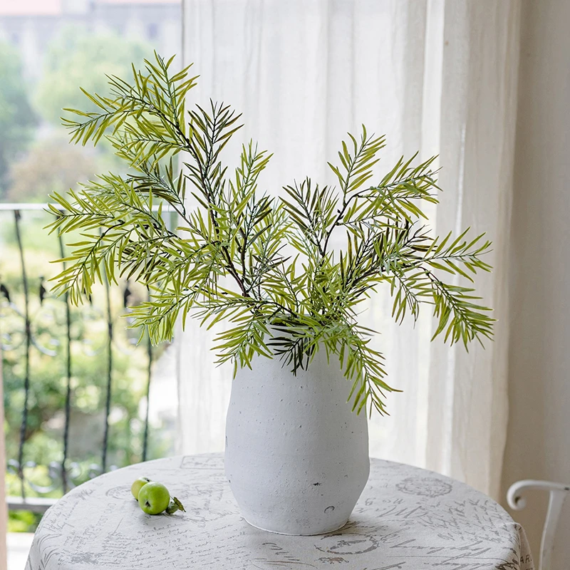 掬涵仿真凤尾草高枝植物客厅摆件假绿植竹叶草枝干户外造景装饰品