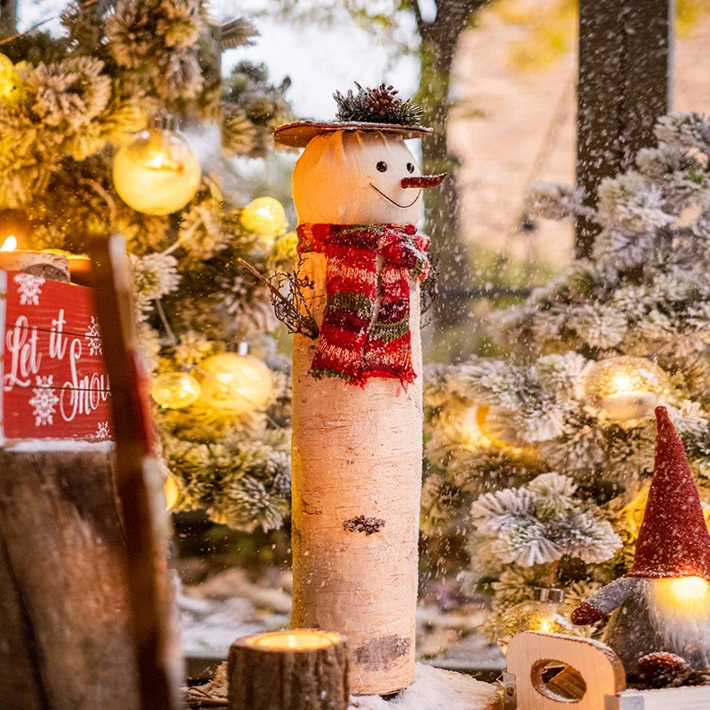 掬涵圣诞老人雪人桦木公仔摆件圣诞节装饰品节日氛围场景布置北欧