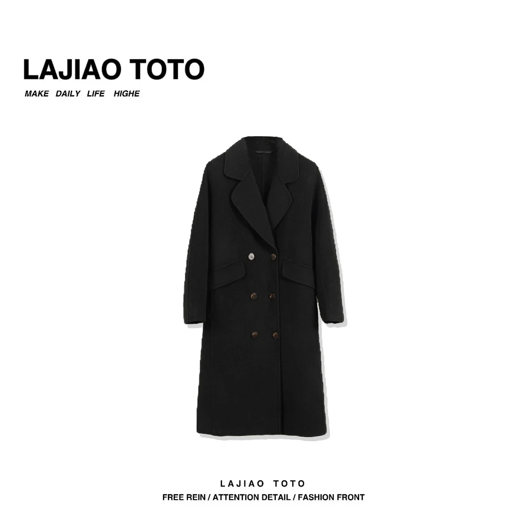 LAJIAO TOTO【倾国倾城】长款时尚休闲女士街头羊毛大衣外套#82823
