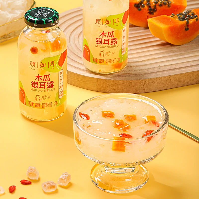 颜如耳 木瓜鲜炖银耳露228g*6瓶 代餐即食木瓜银耳羹