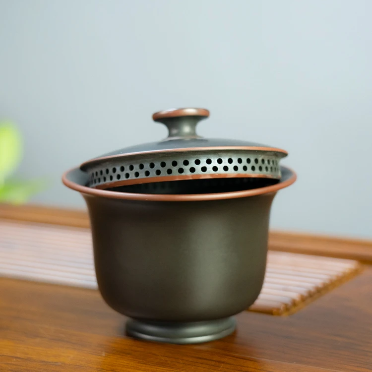 免茶漏不烫手专业盖碗 160cc手抓壶 纯手工陶瓷茶具 复古中式茶具