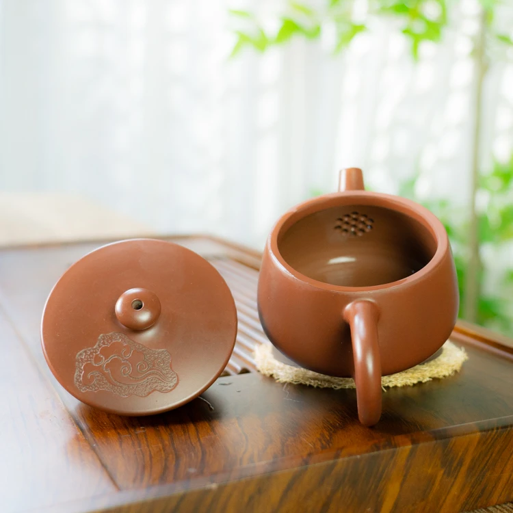 浮雕祥云壶 宽口汉瓦壶 纯手工制作中式茶壶 坭兴陶壶 不挑茶好养
