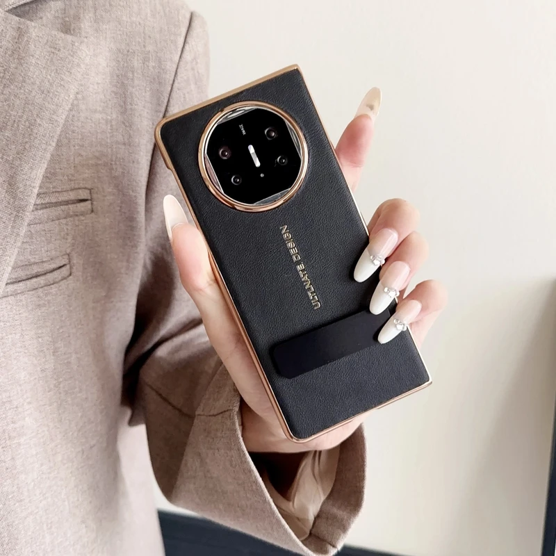 适用华为matex5典藏版手机壳折叠屏X3后壳防摔旋转支架高级感素皮