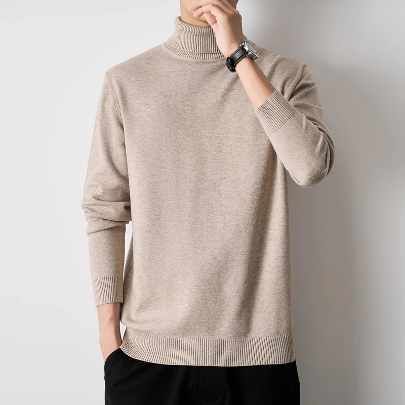 高领毛衣上衣休闲百搭秋冬款男士毛线衣男装潮牌内搭打底衫