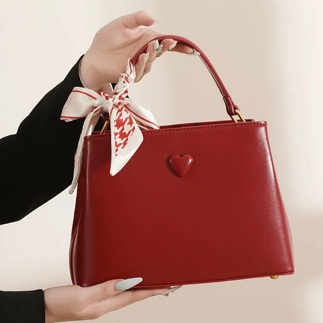 酒红色结婚包节日送礼新款时尚日常可用斜挎手提包小众婚红色包包