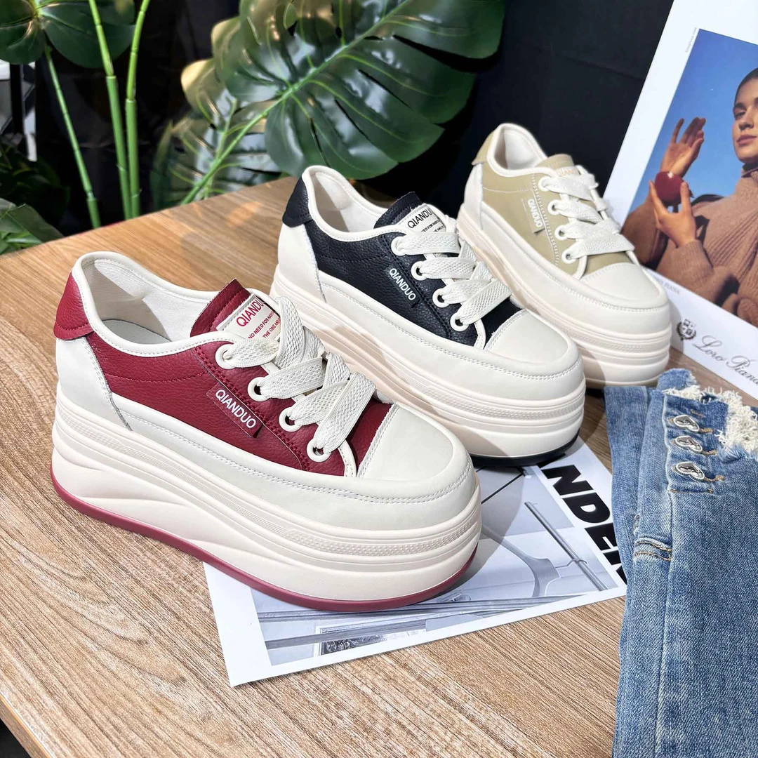 【8公分】2024新款秋冬款复古拼色小白鞋百搭简约加绒运动休闲板鞋