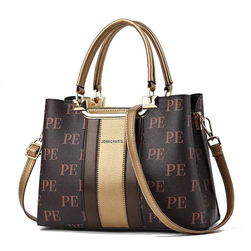 开春新款潮流时尚简约气质百搭大气手提包女斜挎包印花单肩妈妈包