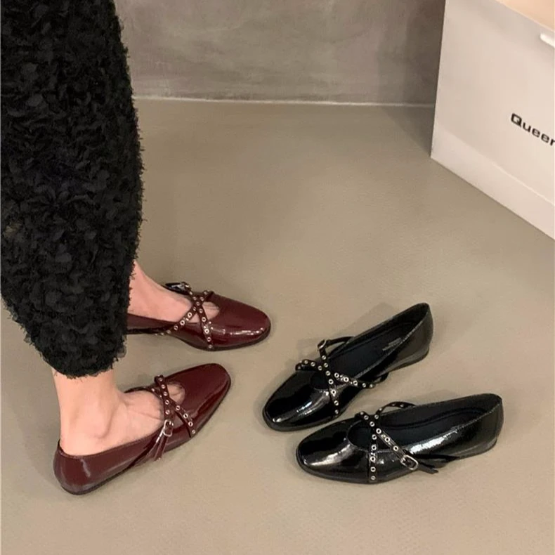 内增高红色玛丽珍单鞋法式交叉带小皮鞋晚晚鞋G2224