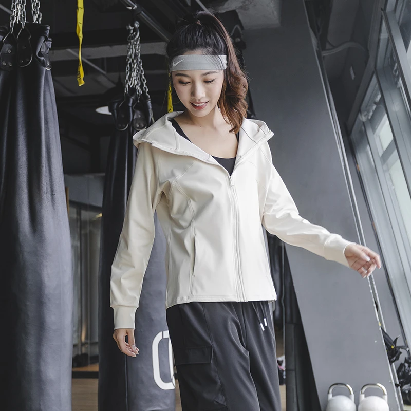 运动外套女宽松跑步套装健身上衣连帽时尚专业训练瑜伽服春秋新款