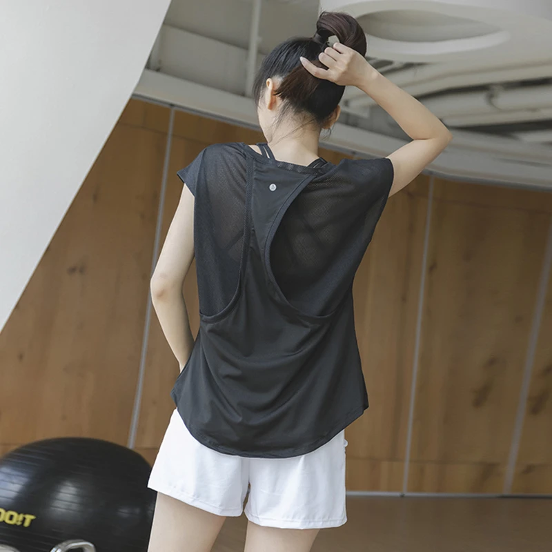 健身衣瑜伽服上衣无袖T恤夏季薄款晨跑步套装女宽松运动速干高端