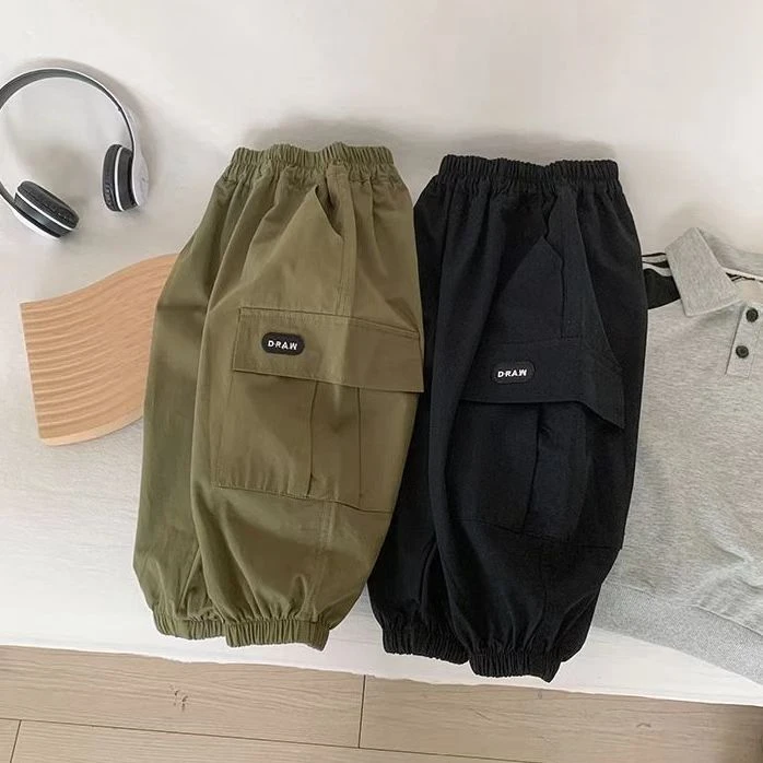 男童春秋装秋款阔腿裤中小儿童宽松工装裤男宝宝休闲裤束脚灯笼裤