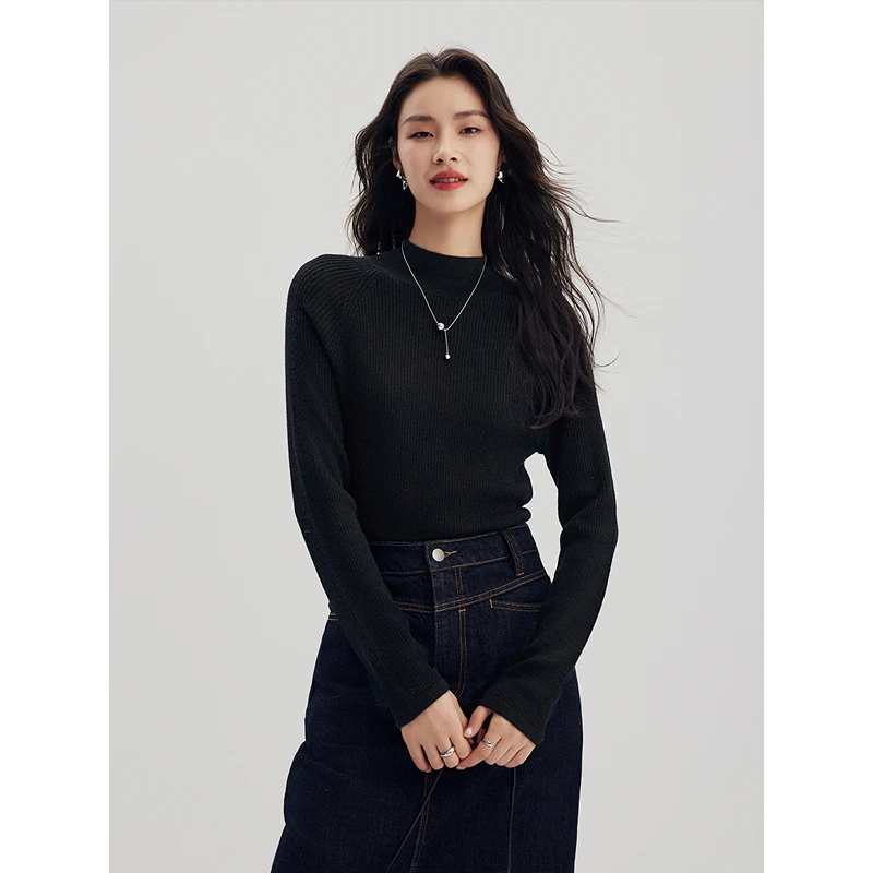 初棉【小蛮腰-半高领】口碑款修身羊毛打底衫百搭宽松342635001