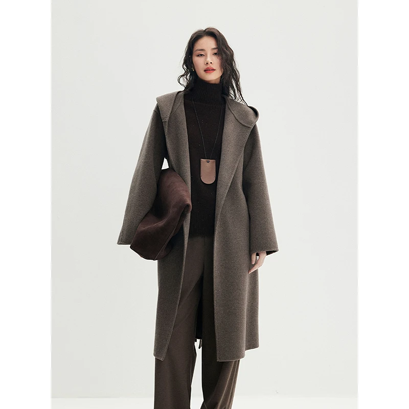 初棉【反季专场】松弛感兜帽长款一手长毛呢外套356666002