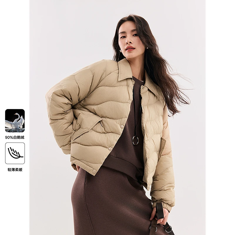初棉【翻领90白鹅绒】超轻薄软百搭羽绒服舒适休闲保暖346615018