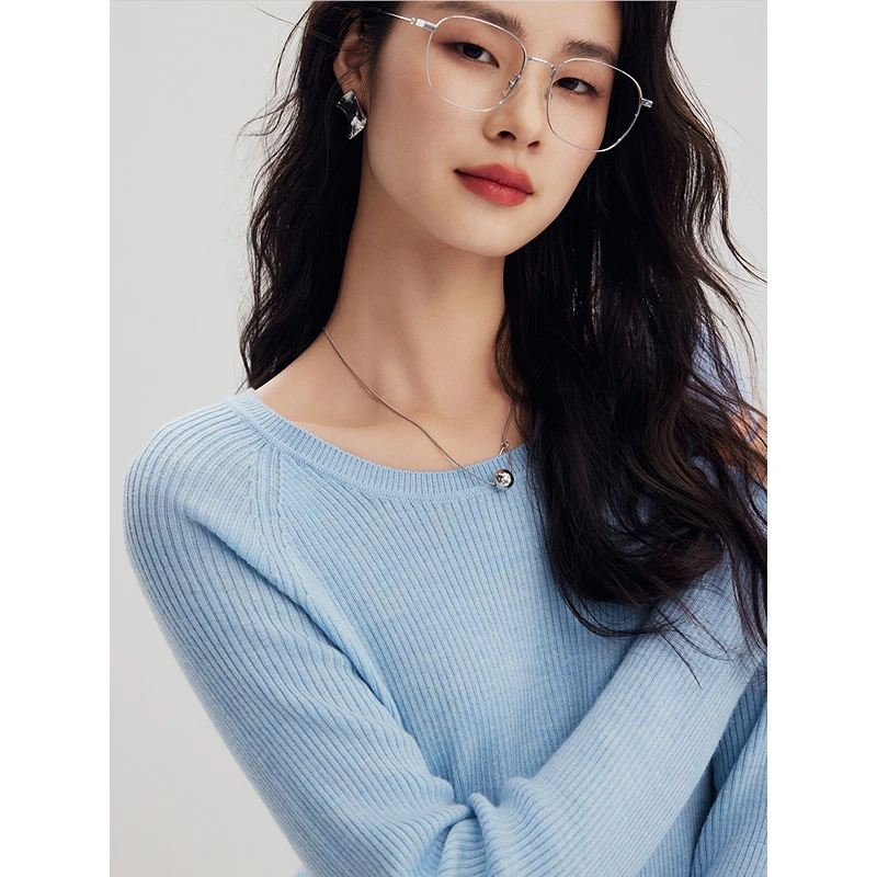 初棉【开仓】小蛮腰圆领半高领修身羊毛打底衫342635001套头百搭